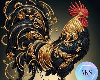 5D DIY Schwarzer Hahn Diamant Malerei Kits Strass Leinwand Diamant Kunst Malerei Kits Volles Crystal Art Kit Glückliches Huhn
