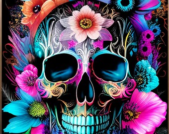 Floral Skull Diamond Painting Kit Halloween ColourfulSugar Skull Crystal Art Gothic Diamond Art Kit DIY Craft Kit Skull Gift for Crafter