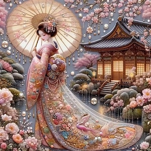 Japanse Geisha 5D DIY Diamant Schilderen Kits Volledige Canvas Strass Borduurwerk Crystal Art Kit by Numbers Craft Traditionele Elegante Dame
