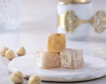 Delicias turcas de avellana doblemente tostada hechas a mano Lokum Sabores de delicias turcas de primera calidad Vegano Regalo perfecto para ocasiones especiales