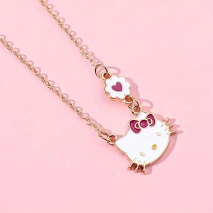 Hello Kitty Halsband Kedja Guld Sött Hänge Halsband Presenter till Henne, Prinsesspresenter Halsband Hello Kitty Favor Barndel Loot Bag Skola