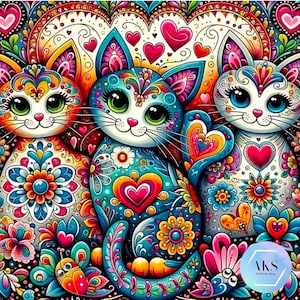 Three Cats 5D DIY Diamond Art Painting Kits Full Canvas Rhinestone Embroidery Crystal Art Kit by Numbers Craft Kittens Crystal Art Love Cats