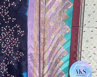 100% Pure Silk Sari Fabric Remnants Scrap Bundle Squares Quilting Journal Project by Quantity Silk Saree Assorted Prints Huge Lot Wholesale