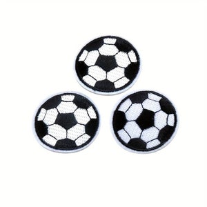 3 x Football Motif Iron On Patch Soccer Ball Full Embroidered Patch Badge Soccer Ball Motif Football Applique Kids Sports Patch