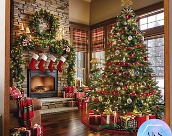 Fireplace Christmas Tree 5D DIY Diamond Art Painting Kits Full Canvas Rhinestone Embroidery Christmas Crystal Art Kit Craft by Numbers