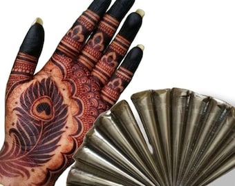 5 x Rajasthani Henna Cones Organic Natural Bridal Henna Mehendi Cone For Hand Feet Design Long Lasting Dark Colour Stain Natural Henna Cone