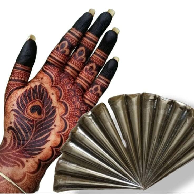 5 x Rajasthani Henna Cones Organic Natural Bridal Henna Mehendi Cone For Hand Feet Design Long Lasting Dark Colour Stain Natural Henna Cone