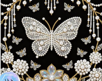 Pearl Diamond Painting Butterfly 5D DIY Crystal Art Diamond Art Painting Kits Full Canvas Rhinestone Embroidery Kit by Numbers