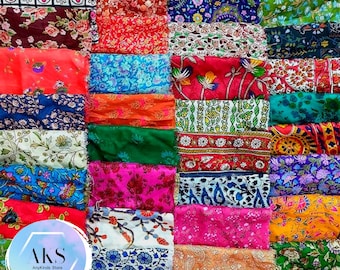 10 x 6.5 Yards Full Saree traditional Indian Recycled Silk Sari Wholesale lot Vintage Saree Silk  Craft Used for Nuno felting dressmaking