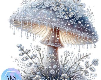 Winter Mushroom 5D DIY Diamond Art Painting Kits Canvas Rhinestone Embroidery Toadstool Mushroom Crystal Art Craft Kit Numbers Diamond
