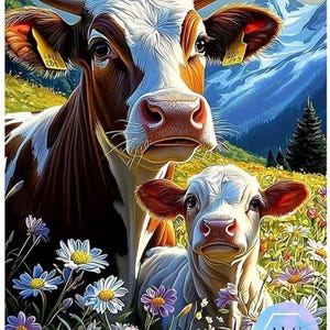 5D DIY Cow in Fields Diamond Painting Kit Rhinestone Canvas 30cm x 40cm Diamond Art Painting Kits Full Crystal Art Happy cows