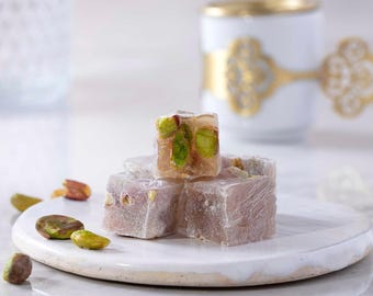 Delicias turcas de pistacho tostado doble Lokum Sabores de delicias turcas de primera calidad Vegano Hecho a mano Regalo perfecto para ocasiones especiales