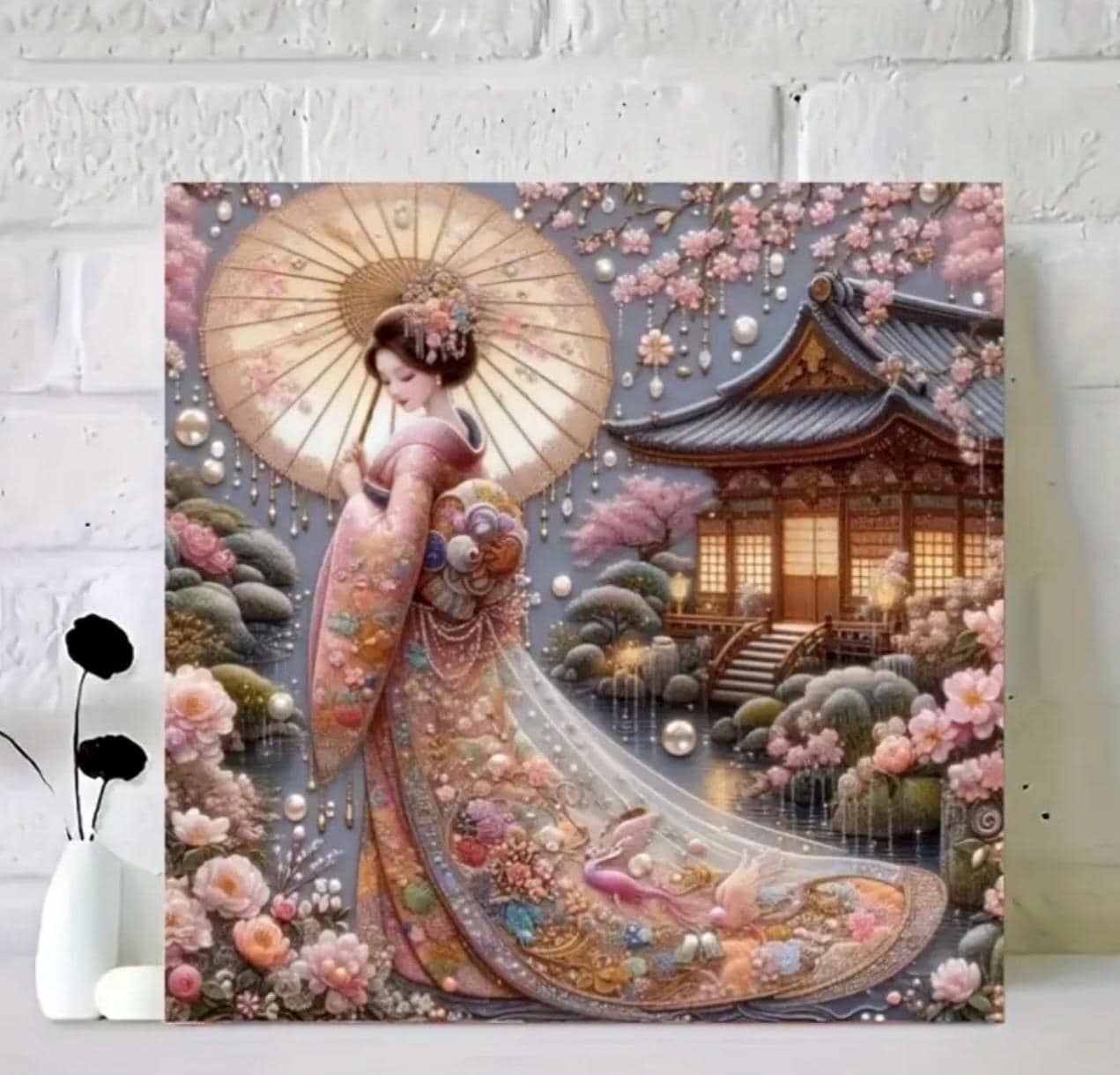 QENSPE Diamond Painting Kit Japanse Lady 5D - Ronde Stippen Samurai Kunst 30x40cm Voor Beginners