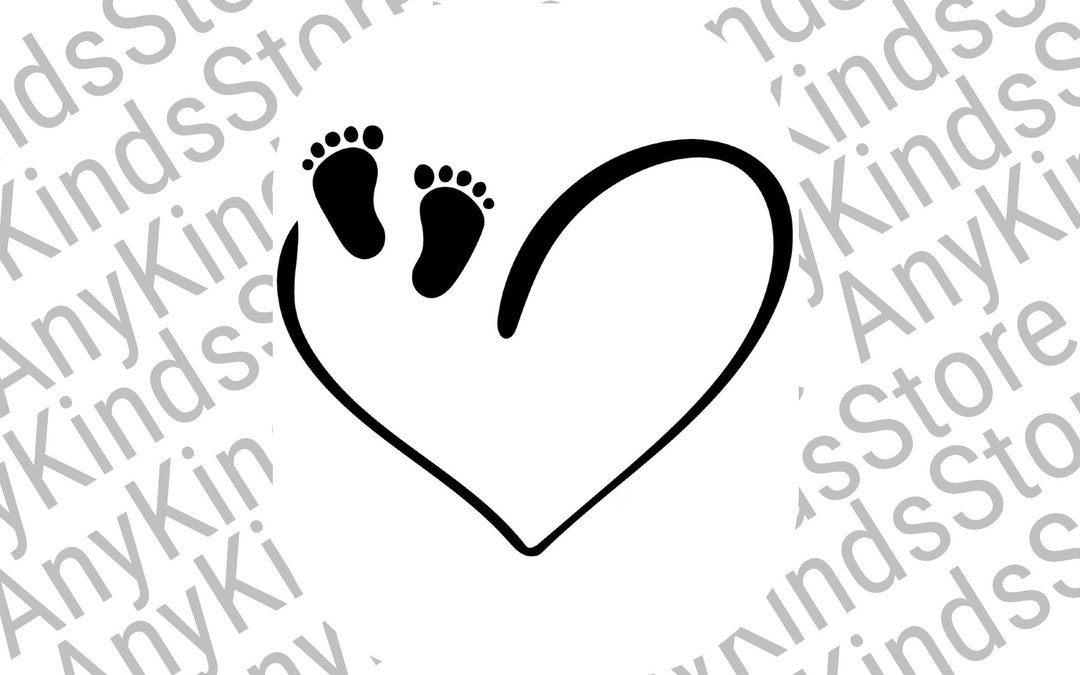 New Parents Baby Footprints and Feet Heart Digital Print- SVG
