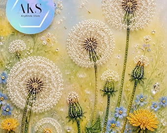 Big Dandelion Diamond Painting Kit Pearl & Crystal Rhinestone Art  DIY Flower Craft Kit Botanical Wall Decor, Gift for Crafters Crystal Art