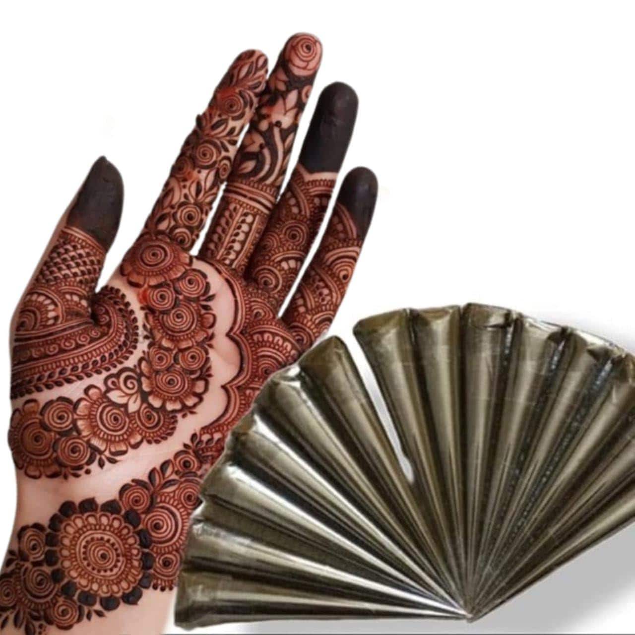 1 x Rajasthani Henna Cones Organic Natural Bridal Henna Mehendi Cone For Hand Feet Design Long Lasting Dark Colour Stain Natural Henna Cone