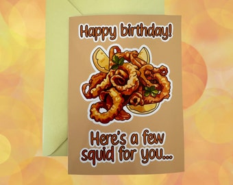 Funny Calamari Birthday Card | Squid Pun Greeting Card