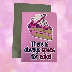 Carte drôle de gâteau de l'espace | Jeu de mots | carte d'anniversaire | de voeux | Carte mignonne | Carte d'appréciation | Message personnalisé