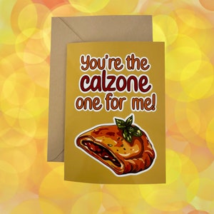 Tarjeta Calzone divertida / Tarjeta de aniversario / Tarjeta de San Valentín / Tarjeta de agradecimiento / Juego de palabras de comida / Tarjeta de felicitación / Tarjeta linda / Personalizada / Para él