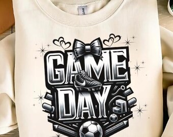 Vintage Soccer Game Day PNG, Coquette Bow, Sports Mama (Digital Download)