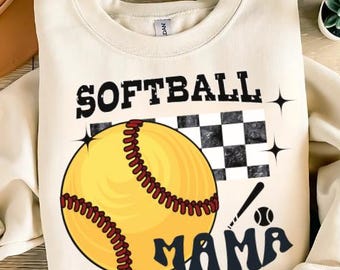 Softball Mama Png, Glitter Retro Design (Digital Download)