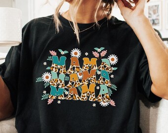 Floral Cheetah Mama Png Design, Retro Mom Sublimation (Digital Download)