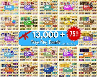 13000+ Mega Mug Wrap Bundle, 11 Unzen 15 Unzen Tassen Sublimationsdesigns, Lehrer Tasse, Fototasse, Mama Tasse, Kaffeetasse, Cartoon Mug Wrap, Tassenbündel