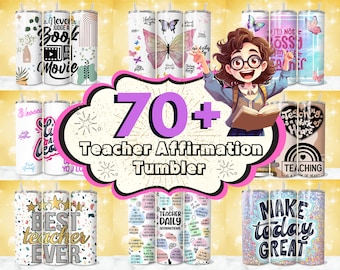 Teacher Affirmation Tumbler Wrap Designs Bundle (Digital Download)