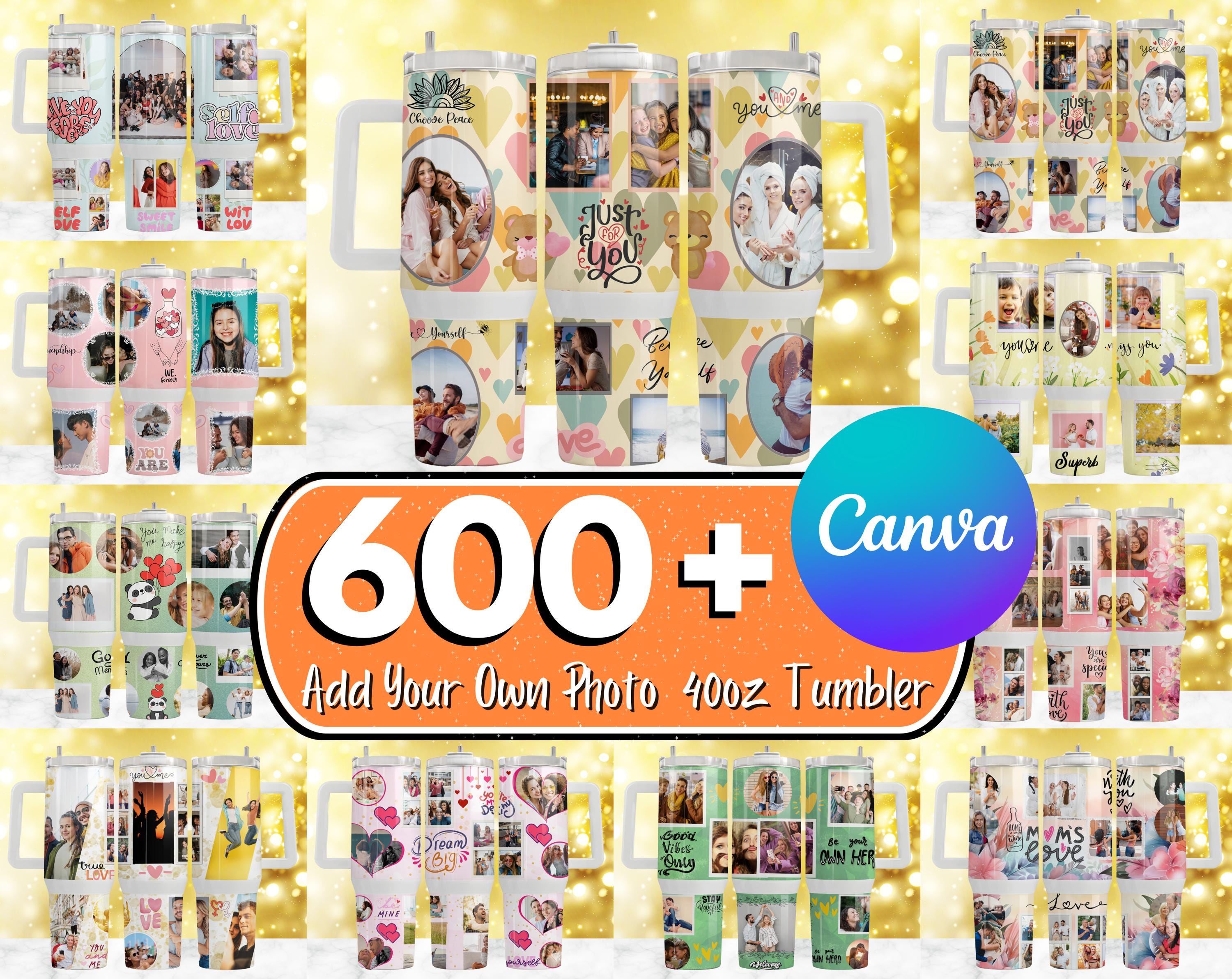600 + Add Your Own Photo 40oz Quencher Tumbler Wrap Bundle, Picture Collage Tumbler, Personalized 40oz Photo Tumbler, Family Photo Tumbler