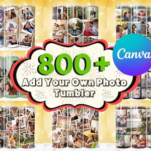 Más de 800 diseños de envolturas para vasos con fotos propias, envolturas para vasos con fotos, Canva con la opción de agregar tu propia foto PNG, collage de vasos, envolturas de sublimación de fotos PNG