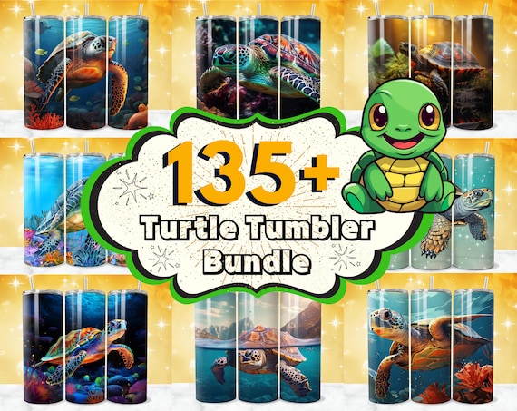 135 + Turtle Tumbler Wrap Designs Bundle, Sea Turtle Wrap PNG, 20 oz Turtle Sublimation Designs, Ocean Coral Reef, Turtle Wrap PNG