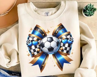 Coquette Soccer Bow PNG, Retro Game Day Design (Digital Download)