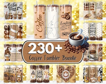 230 + Coffee Tumbler Wrap Designs Bundle, Coffee Lover Tumbler, Coffee Sublimation Designs, 20oz Coffee Tumbler, Coffee Quotes Tumbler PNG