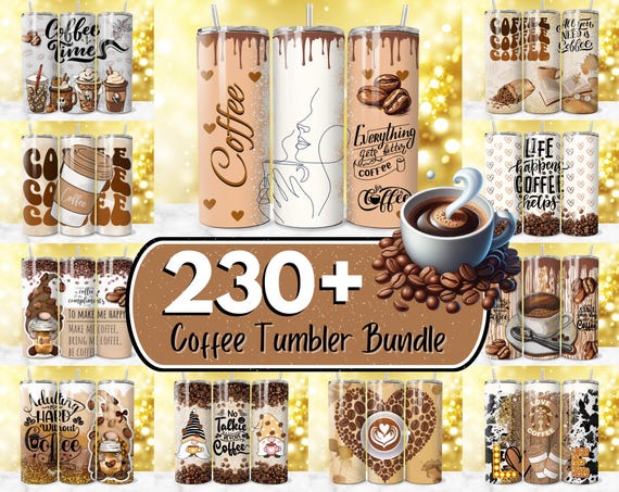 230 + Coffee Tumbler Wrap Designs Bundle, Coffee Lover Tumbler, Coffee Sublimation Designs, 20oz Coffee Tumbler, Coffee Quotes Tumbler PNG
