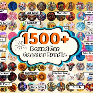 1500 + Car Coaster Bundle, Car Coaster Sublimation Designs, Round Car Coaster, Car Coaster PNG, Car Coaster Wrap, Sarcastic Car Coaster PNG