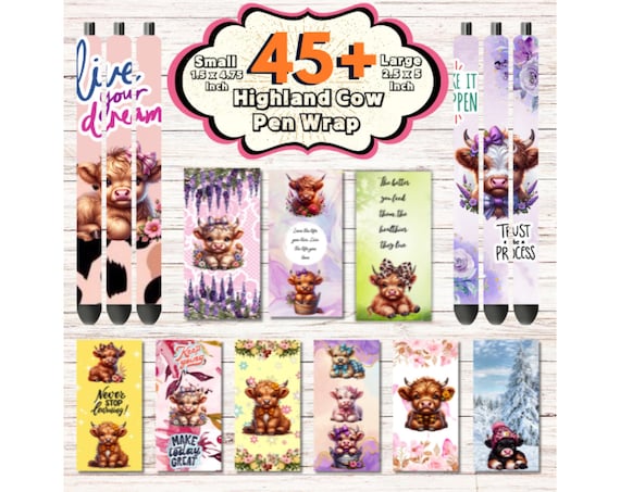 45 + Highland Cow Pen Wrap Design Bundle, Baby Highland Cow Pen Wrap, Cute Highland Cow Quotes Pen Wrap, Highland Cow Pen Wrap PNG, Cow PNG