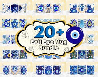 20 + Evil Eye Mug Wrap, Protection Evil Eye Mug Wrap, Blue Eye Mug Wrap, 11oz & 15oz Evil Eye Mug Wrap, Coffee Mug Sublimation Design PNG