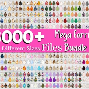 May include: A digital download of over 8,000 earring designs in 8 different sizes. The designs are colorful and feature a variety of patterns, including floral, geometric, and abstract.