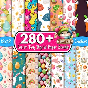 280 + Oster Tag Digitales Papier, Ostern Nahtlose Muster, Ostern Scrapbook Papier, Osterhase Papier, Ostereier Papier, Frühlingspapier
