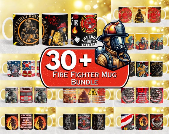 Firefighter Mug Bundle, Sublimation Designs (PNG)
