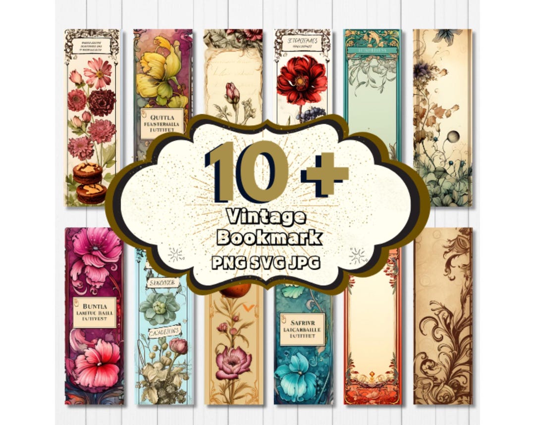 10 + Vintage Bookmark Design Bundle, Bookoholics Bookmark, Book Lover ...