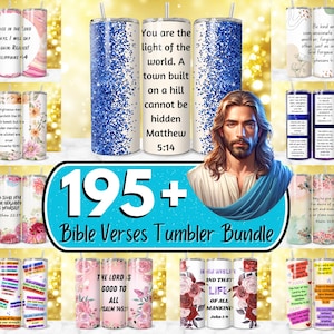 195 + Bible Verse Tumbler Wrap Designs Bundle, 20oz Bible Quotes Tumbler, Bible Sublimation Designs, Christian Tumbler, Faith Tumbler Png