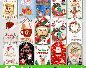 40 + Christmas Tags Bundle, Printable Christmas Tag Designs, Christmas Gift Tag, Merry Christmas Gift Tags, Festive Christmas Gift Tags