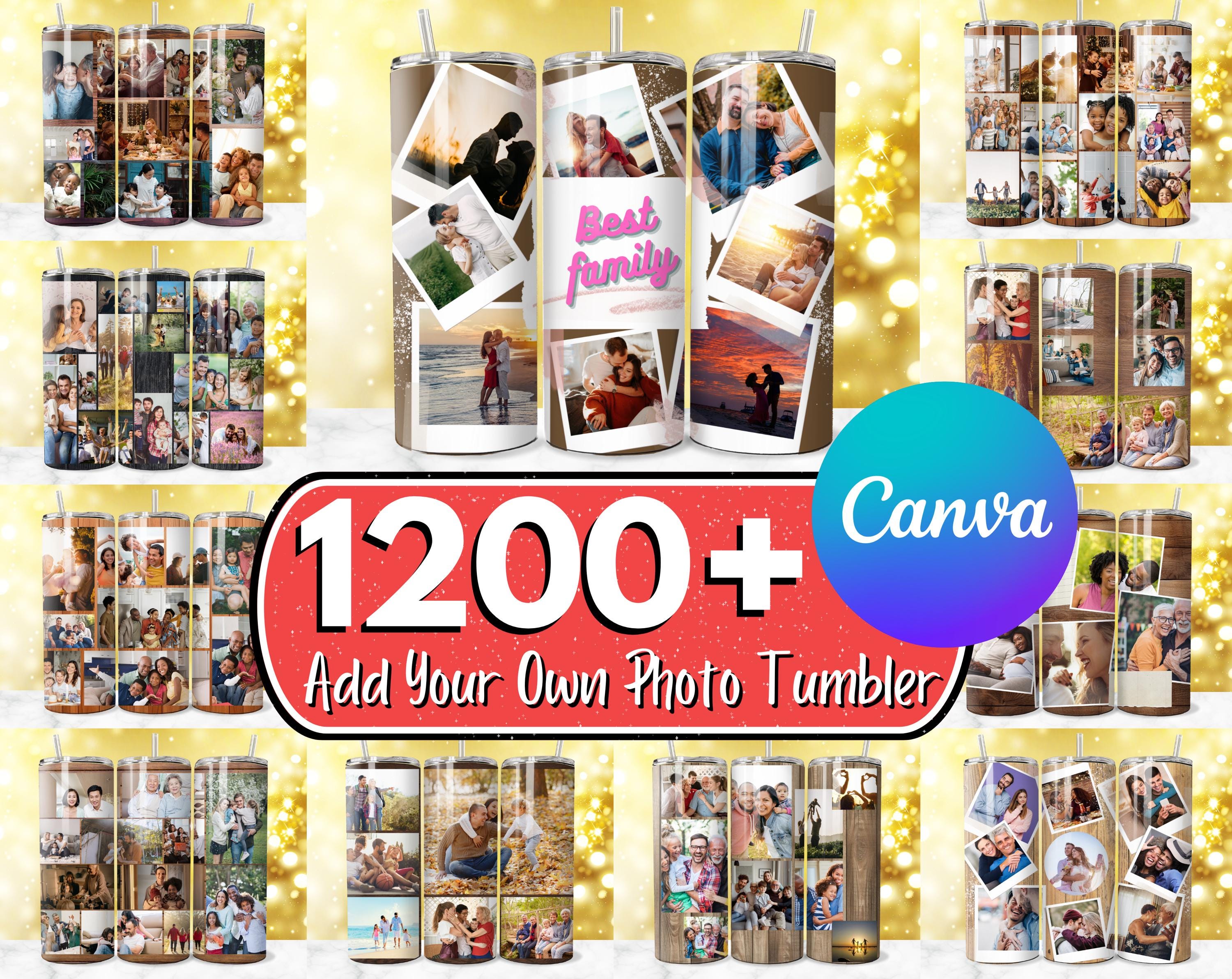 1200 + fügen Sie Ihr eigenes Foto Tumbler Wrap Bundle hinzu, 20 Unzen Foto Sublimationsdesigns, Familienfoto Tumbler, Bildbecher, Canva Rahmen Tumbler PNG