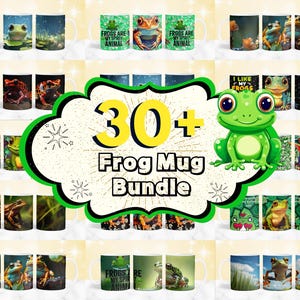 30 + Frog Mug Bundle, Baby Frog Mug Wrap, Cute Frog Coffee Mug Wrap, Frog Lover Mug Wrap, Animal Mug, 11oz & 15oz Frog Sublimation Design