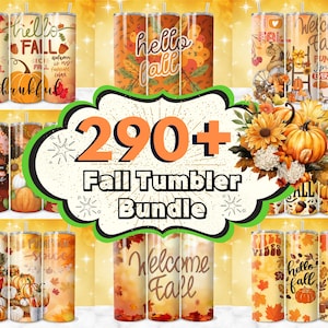 Paquete de más de 290 diseños de envolturas para vasos de otoño, envolturas para vasos de otoño, vasos de temporada de otoño, diseños de sublimación de otoño de 20 oz, vasos de calabaza Happy Fall
