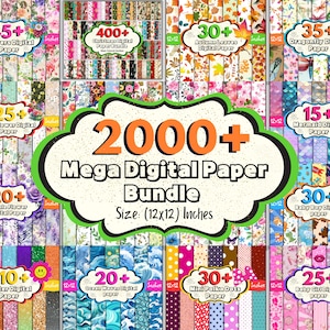 2000 + Mega Digital Paper Pack, Carta Digitale Natalizia, Carta Digitale Floreale, Album Digitale, Sfondo Senza Soluzione di Continuità, Motivi Digitali
