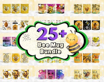 Bee Mug Wrap Bundle, Honeycomb, Sublimation Designs (Digital Download)