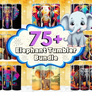 75 + Elephant Tumbler Wrap Designs, Cute Baby Elephant Tumbler Wrap, 20 oz Elephant Sublimation Designs, Animal Tumbler, Elephant Wrap PNG