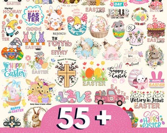 55 + Easter Day Png Bundle, Easter Vibes Png, Easter Bunny Png, Easter Sublimation, Easter Tshirt Designs Png, Bunny Coquette Bow Png